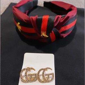Read/black 🐝 headband w/ hair clip set